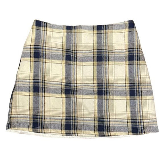 Blue Rain Rayon Blend Plaid Mini Skirt Sz L - Picture 1 of 6